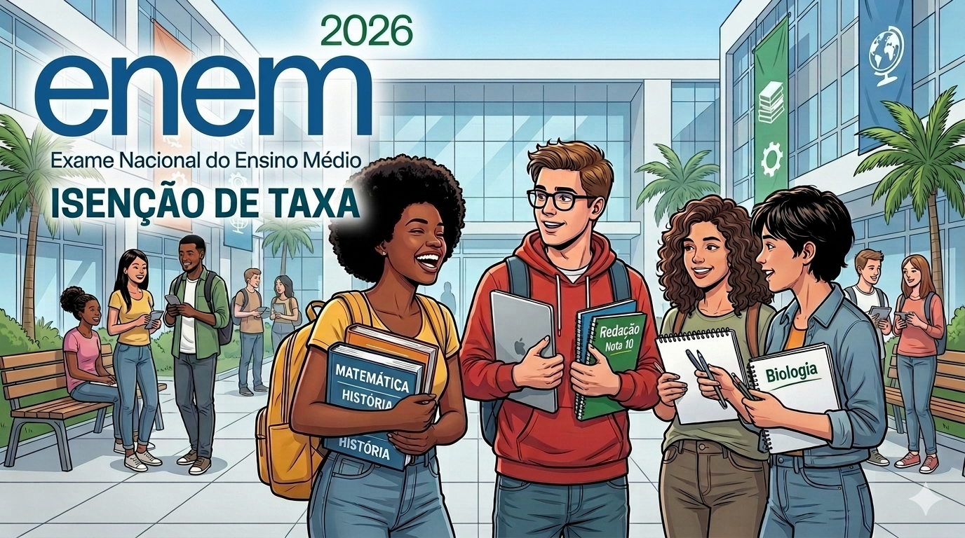 Isenção da taxa do Enem 2026; pedidos começam em 13 de abril